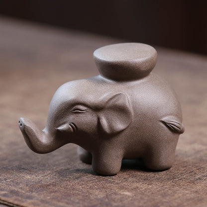 Gohobi Yixing Purple Clay Elephant Lid Holder – Handmade Teapot Lid Rest