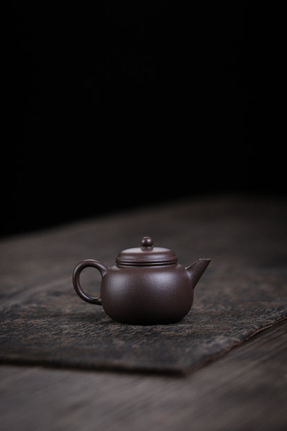 [Chingshui Tang 青水堂] Handmade Yixing Celadon Zisha Clay Teapot – 110ml Handmade Tianqing Paozun Shui Ping Teapot, Thin Body with Built-in Filter, Original Ore Purple Clay Teaware