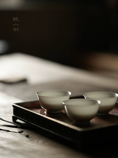 [賦山敘 x Gohobi] A Set of 3 Jingdezhen Jade White Standard Testing Cups 35ml