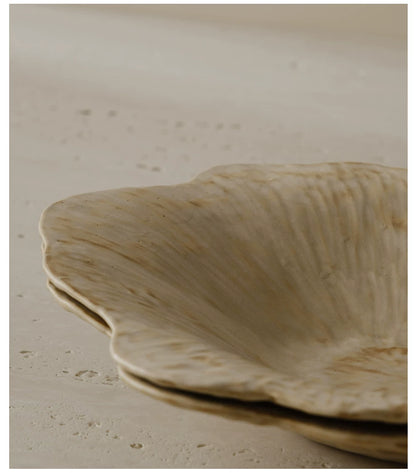 Gohobi French Petal-Shaped Coarse Ceramic Deep Plate