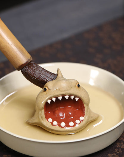 Gohobi Handmade Ceramic YiXing Clay Shark Fish Ornament Tea pet