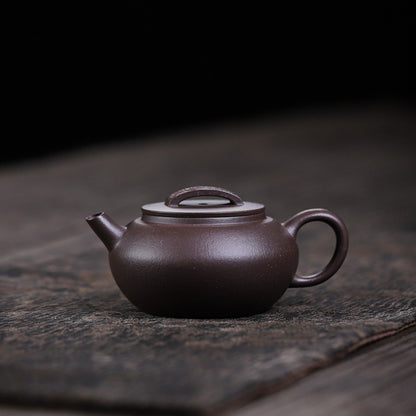 [Chingshui Tang 青水堂] Handmade Yixing Purple Zisha Clay Teapot – 120ml Original Ore Tianqing Clay Ruihu (Auspicious Tiger) Style Gongfu Teapot with Built-in Filter