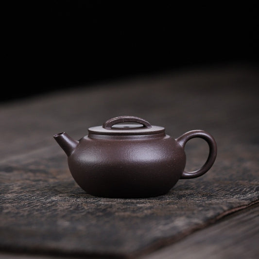 [Chingshui Tang 青水堂] Handmade Yixing Purple Zisha Clay Teapot – 120ml Original Ore Tianqing Clay Ruihu (Auspicious Tiger) Style Gongfu Teapot with Built-in Filter