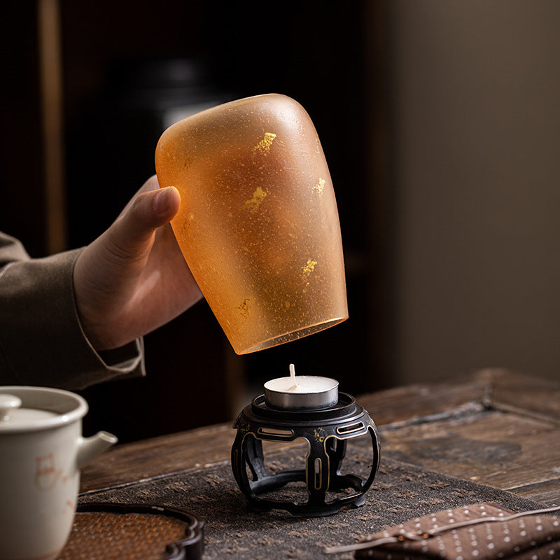 Glazed Amber Candle Holder