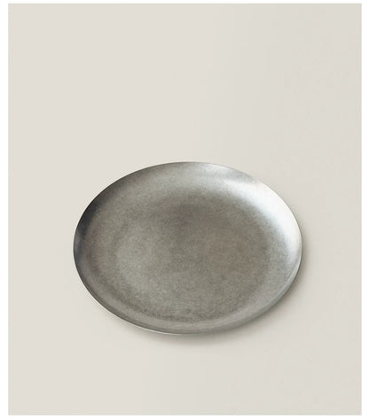 Gohobi Minimal Stainless Steel Round Shallow Plate