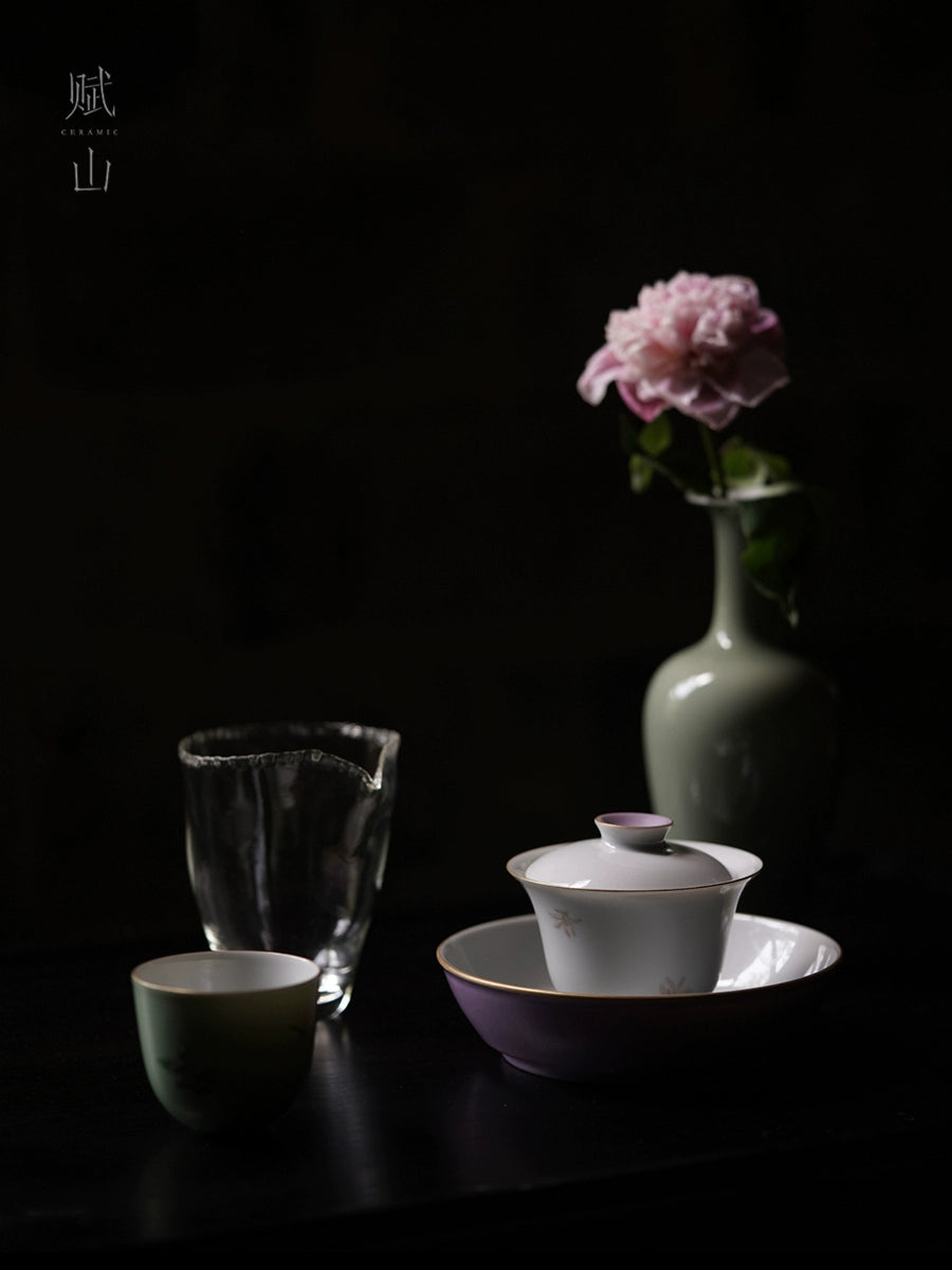 [賦山敘 x Gohobi] "Dai Zi Sanduo" Hand-Painted Pastel Tea Tray – Dry Brewing Tray / Teapot Base / Fruit Plate
