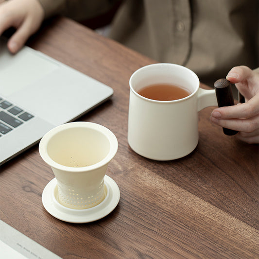 Gohobi Ceramic Office Mug with Infuser and Lid