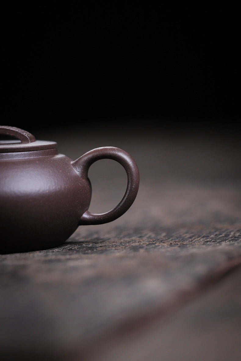 [Chingshui Tang 青水堂] Handmade Yixing Purple Zisha Clay Teapot – 120ml Original Ore Tianqing Clay Ruihu (Auspicious Tiger) Style Gongfu Teapot with Built-in Filter