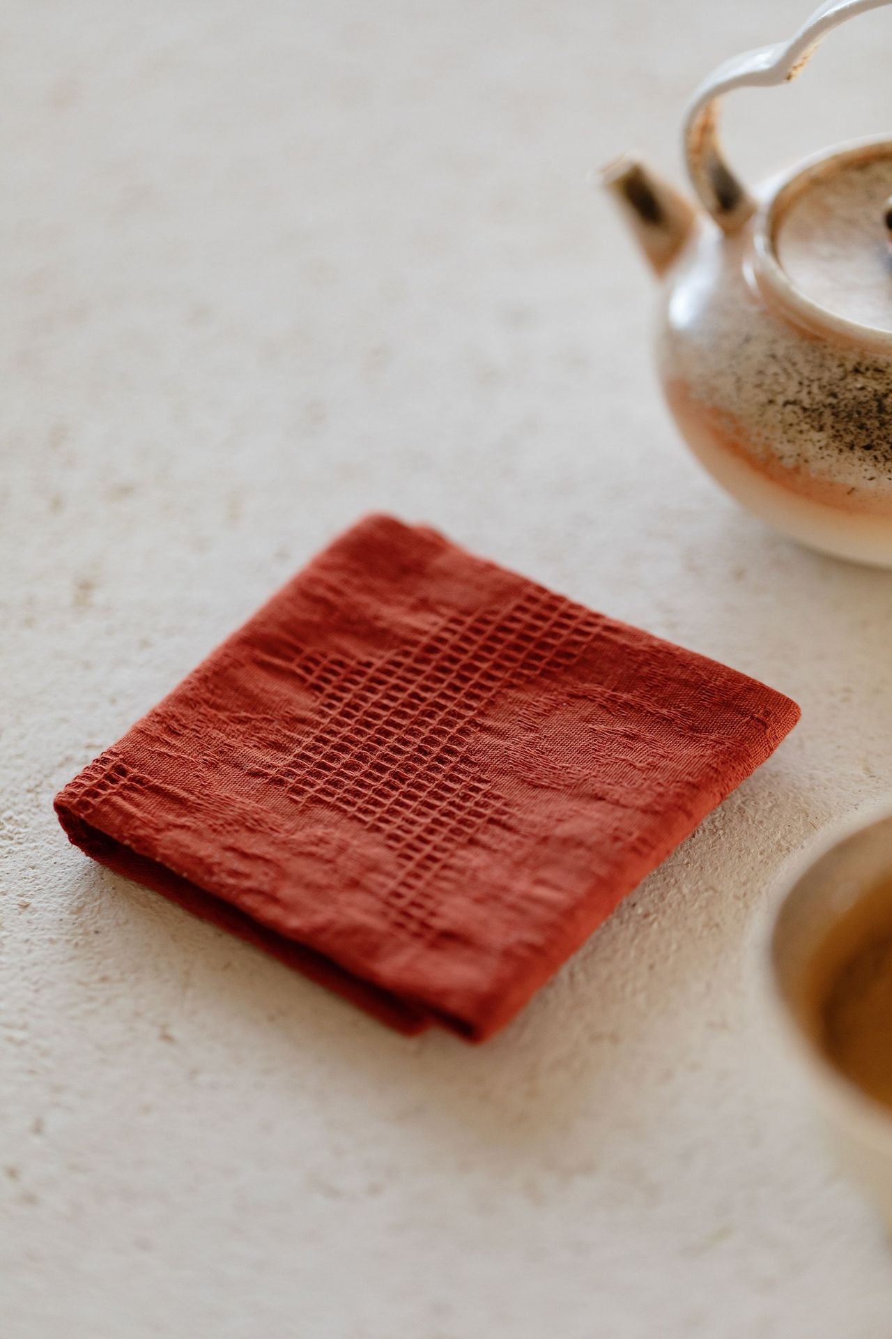 Torchon Gongfu double face en coton et lin gravé Gohobi