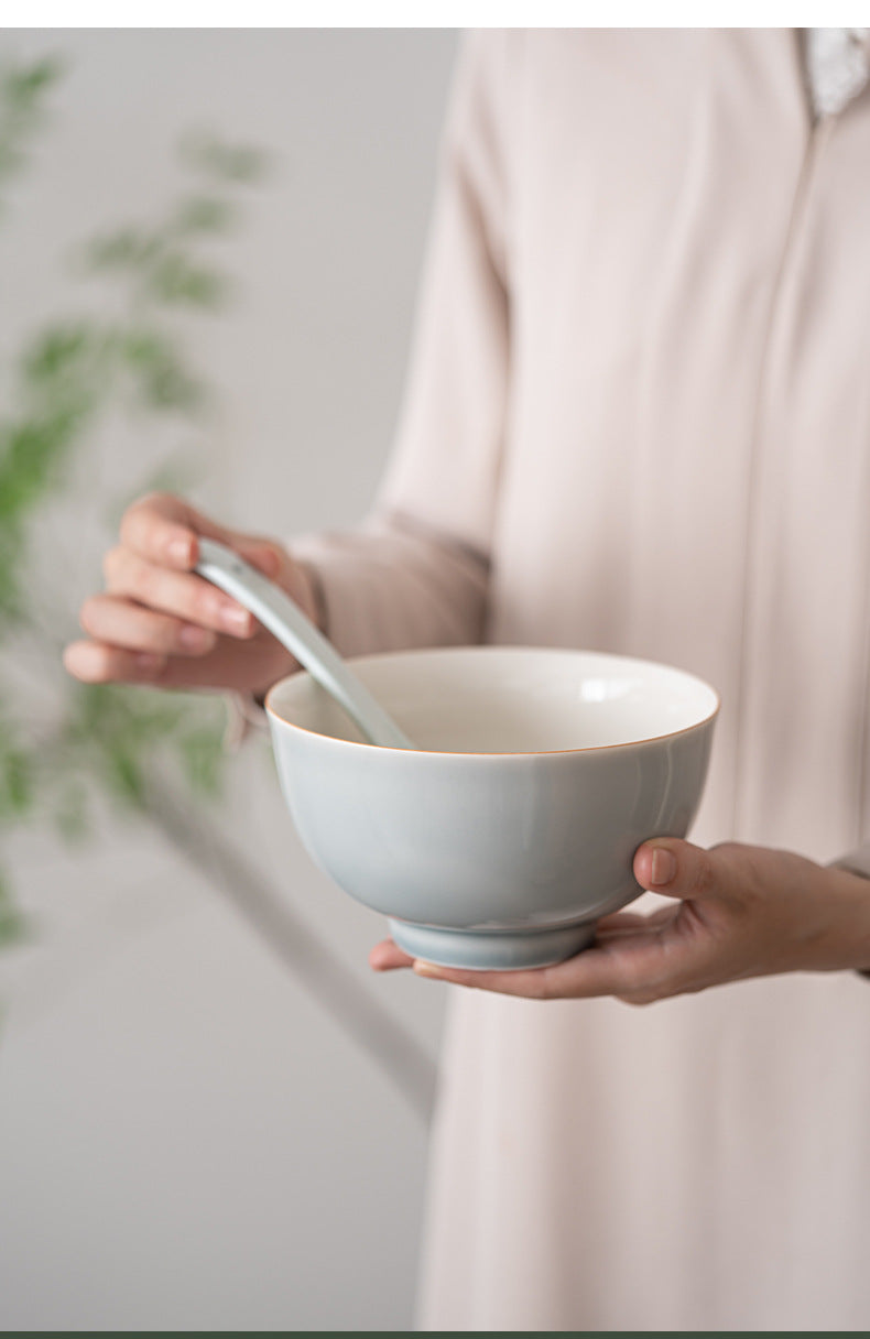 Gohobi Japanese Style Ice Grey and Green Bowl