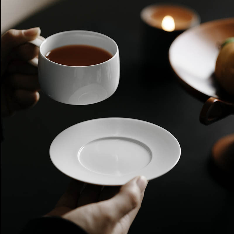 Gohobi Ceramic Jade White Coffee Mug Plate