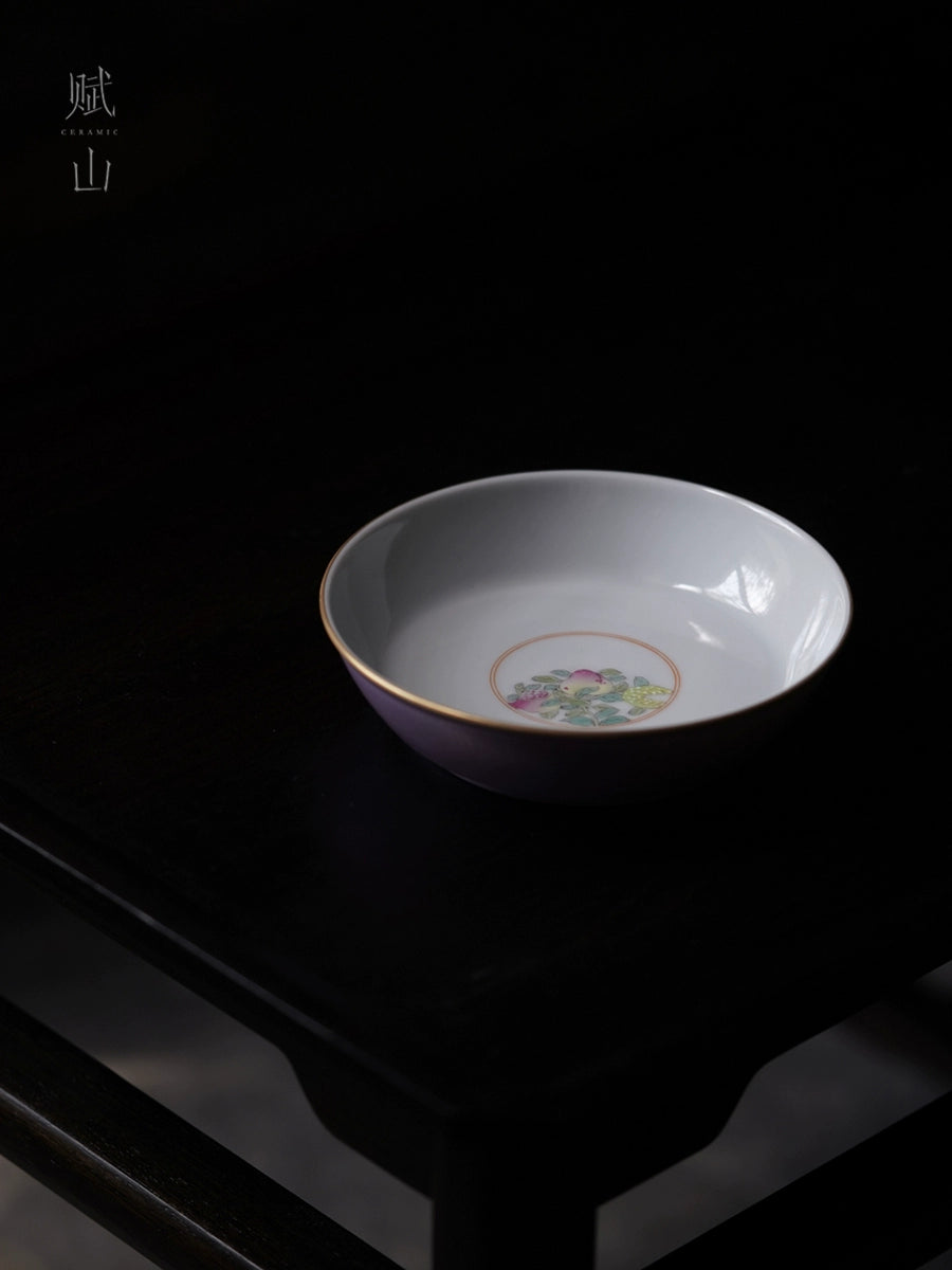 [賦山敘 x Gohobi] "Dai Zi Sanduo" Hand-Painted Pastel Tea Tray – Dry Brewing Tray / Teapot Base / Fruit Plate