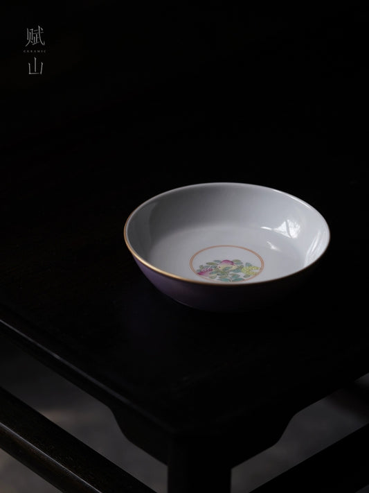 [賦山敘 x Gohobi] "Dai Zi Sanduo" Hand-Painted Pastel Tea Tray – Dry Brewing Tray / Teapot Base / Fruit Plate