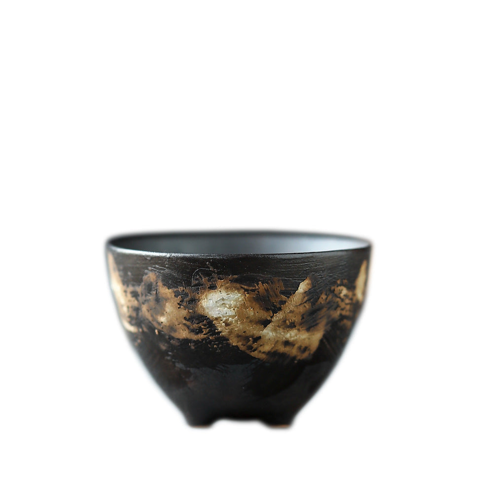 Gohobi Handmade Old Rock Mud Three-legged Ceramic Tea Cup