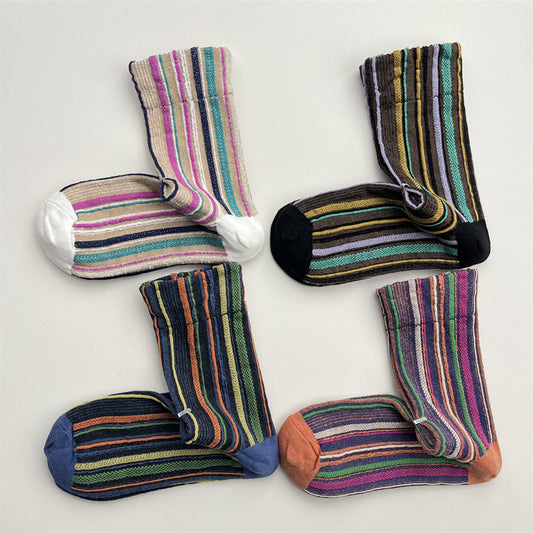 Gohobi Colorful Striped Mid-Calf Socks