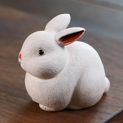 Gohobi Yixing Purple Clay Rabbit Tea Pet – Handmade Zodiac Bunny Tea Table Ornament