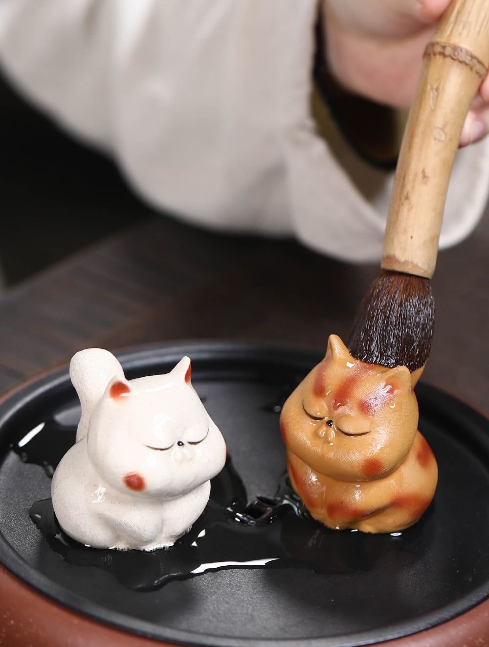Gohobi Lucky Cat Ornament Yixing Clay Tea Pet