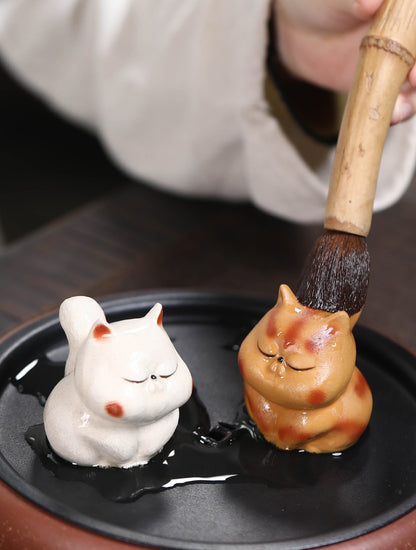 Gohobi Lucky Cat Ornament Yixing Clay Tea Pet