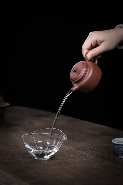 [Chingshui Tang 青水堂] Handmade Yixing Purple Zisha Clay Dezhong Teapot 150ml – Original Ore Teapot with Built-In Filter for Gongfu Tea and Home Brewing