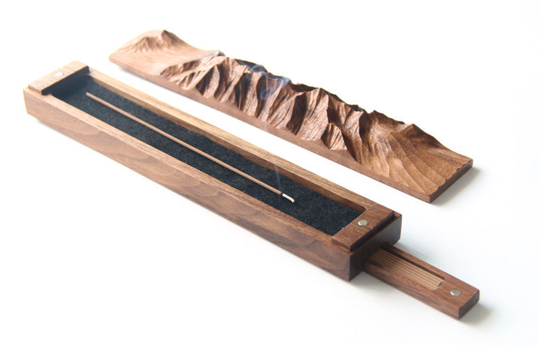 Gohobi Handcrafted Mountain-Shaped Solid Wood Incense Holder
