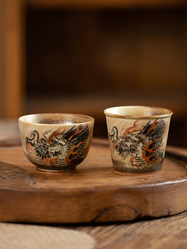 Gohobi Hand-painted Ink Dragon Ceramic Tea Cup