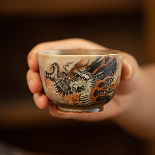 Gohobi Hand-painted Ink Dragon Ceramic Tea Cup