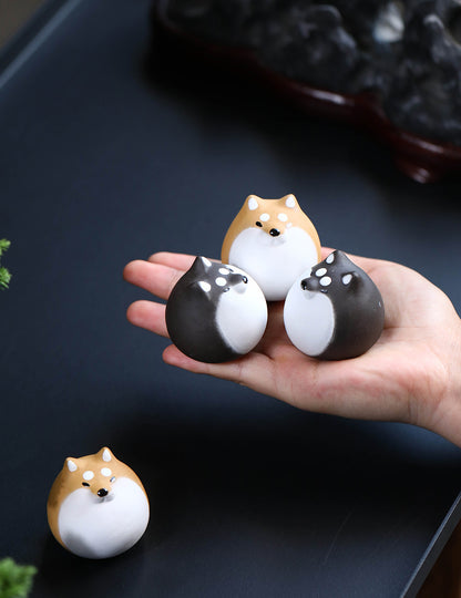 Gohobi Handmade Ceramic YiXing Clay Shiba Inu Dog Ornament Tea pet