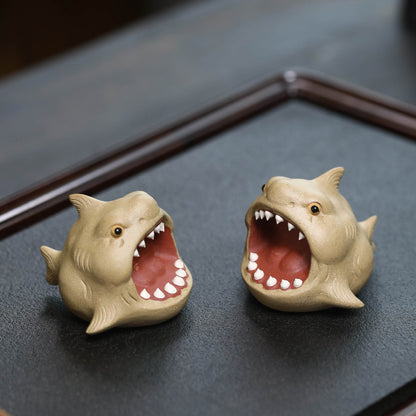 Gohobi Handmade Ceramic YiXing Clay Shark Fish Ornament Tea pet