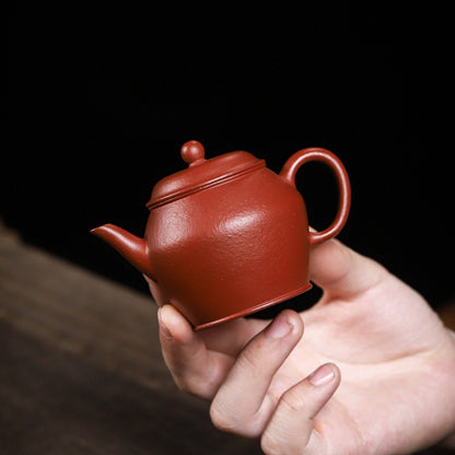 [Chingshui Tang 青水堂] Handemade Yixing Red Zisha Clay Teapot – 100ml Original Ore Zhuni, Traditional Weng-Style, Thin Body, Built-in Filter, Handmade Gongfu Teapot