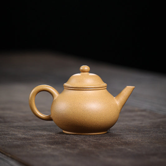[Chingshui Tang 青水堂] Handmade Yixing Yellow Zisha Clay Teapot 120ml – Original Ore Huangjin Duan Clay Bala Shui Ping Teapot for Gongfu Tea Brewing