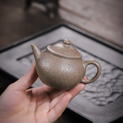 [Chingshui Tang 青水堂] Handmade Yixing Zisha Sandy Purple Clay Teapot – 130ml Handmade Original Ore Qing Jiangpo Clay Bala Shui Ping Teapot, Small Gongfu Purple Clay Teaware with Built-in Filter