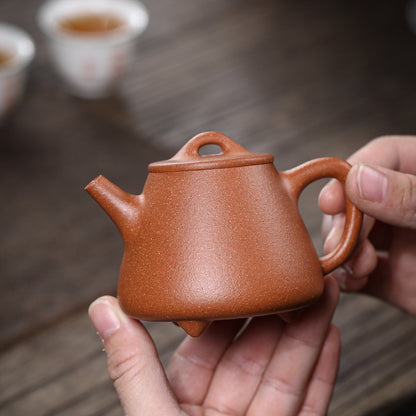 [Chingshui Tang 青水堂] Handmade Yixing Zisha Sandy Purple Clay Teapot 150ml – Original Ore Golden Jiangpo Clay Gaoshi Piao Teapot, Lightweight Body for Gongfu Tea Brewing