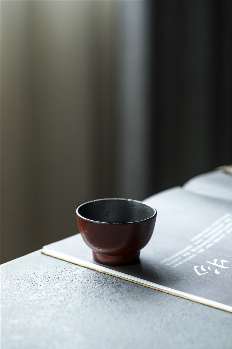 Gohobi Handmade Forbidden City Red Ceramic Tea Cup (Round 60ml version)