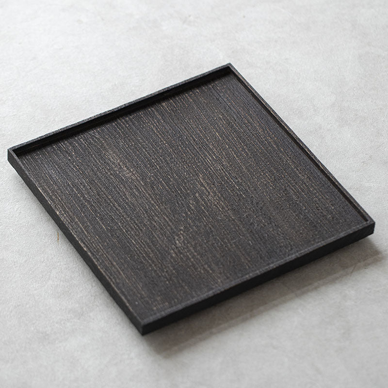 Gohobi Japanese-style Wabi-Sabi Teak Black Brown Square Tray 009