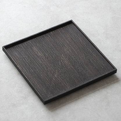 Gohobi Japanese-style Wabi-Sabi Teak Black Brown Square Tray 009