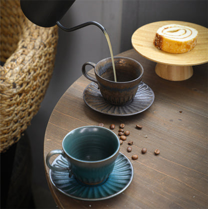 Gohobi Japanese Style Ceramic Coffee Mug with Saucer Set 001