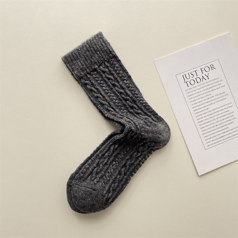Gohobi Cable Knit Wool Mid-Calf Socks
