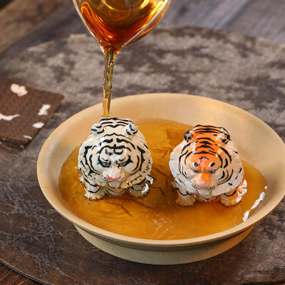 Gohobi Yixing Purple Clay Lucky Tiger Tea Pet – Hand-Painted Zisha Ornament