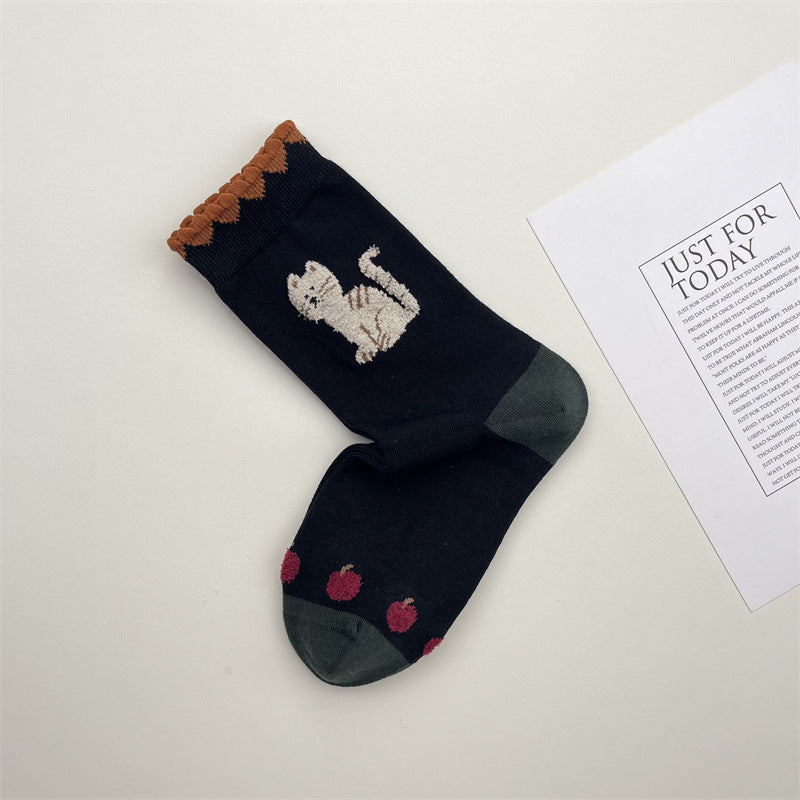 Gohobi Animal Jacquard Mid-Calf Socks