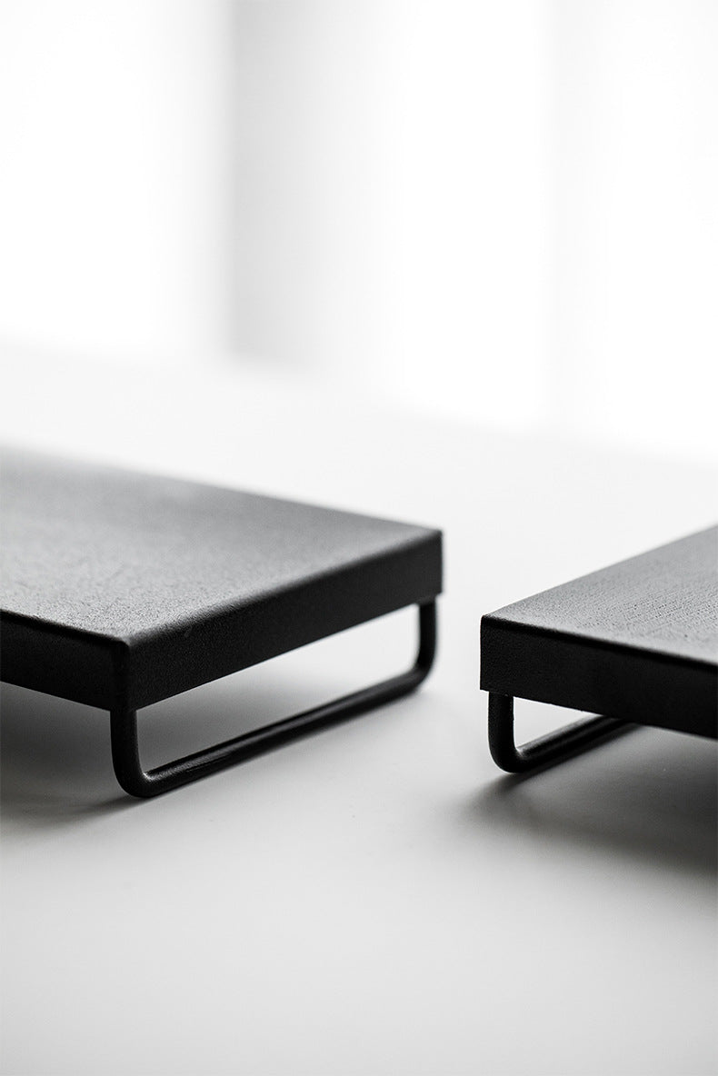 Gohobi Japanese-style Wabi-Sabi Black Square Iron Tray 006