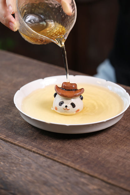 Gohobi Yixing Purple Clay Giant Panda Tea Pet – Handmade Tea Table Ornament