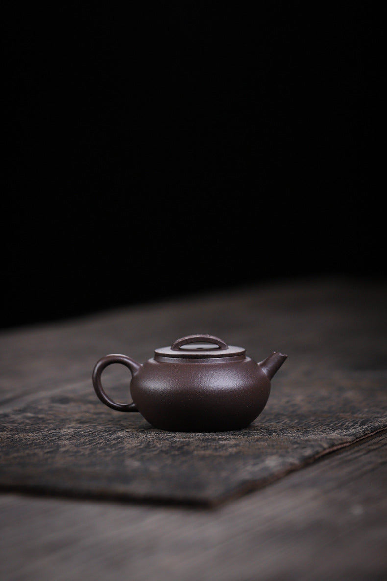 [Chingshui Tang 青水堂] Handmade Yixing Purple Zisha Clay Teapot – 120ml Original Ore Tianqing Clay Ruihu (Auspicious Tiger) Style Gongfu Teapot with Built-in Filter