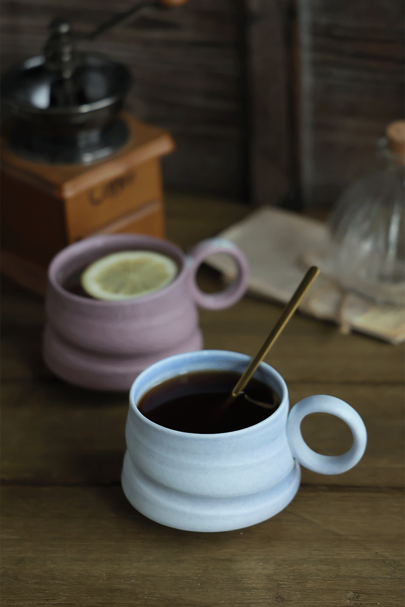 Gohobi Handmade Afternoon Japanese Stoneware Coffee Latte Mug and Saucer Set