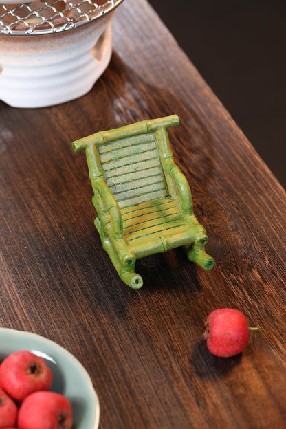 Gohobi Yixing Purple Clay Bamboo Rocking Chair Tea Pet – Handmade Tea Table Ornament