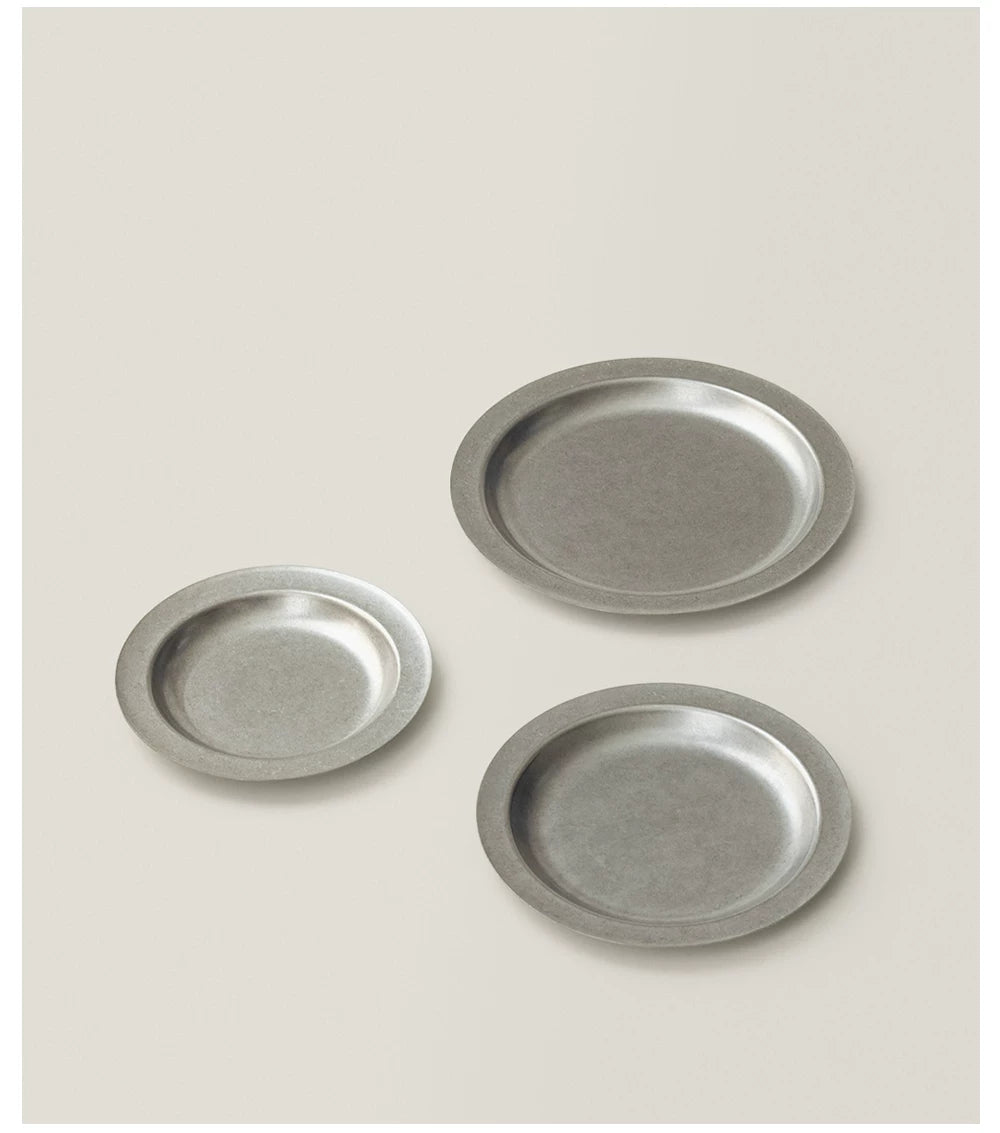 Gohobi Retro Stainless Steel Shallow Dessert Plate