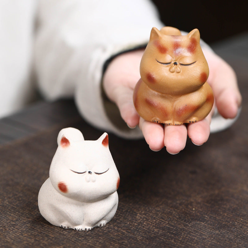 Gohobi Lucky Cat Ornament Yixing Clay Tea Pet