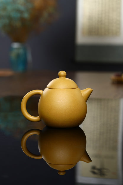 Théière en argile dorée de Yixing Gohobi en forme d'œuf de dragon