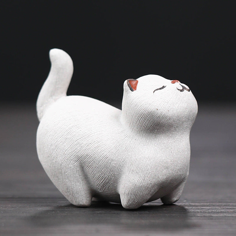 Gohobi Handmade Ceramic YiXing Clay Cat Ornament Tea pet