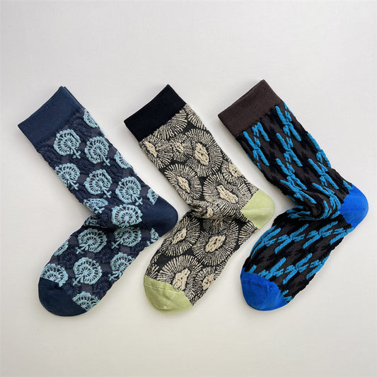 Gohobi Geometric Embossed Irregular Pattern Socks