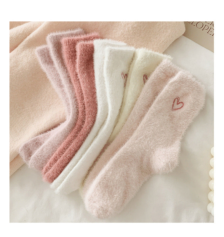 Gohobi Pink Heart Velvet Socks